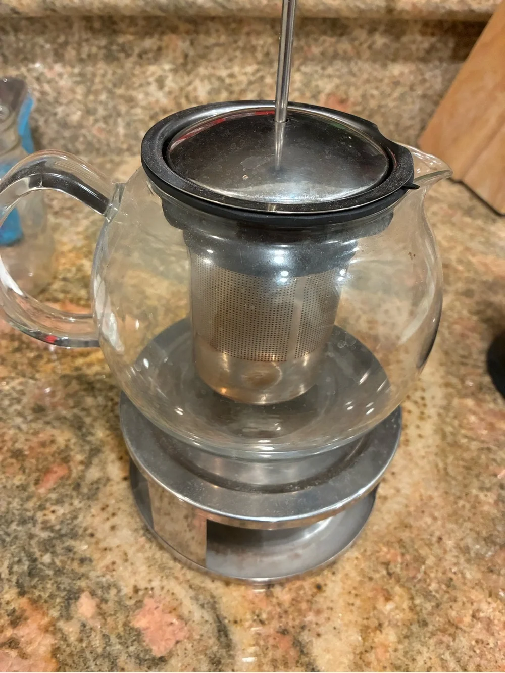 Bodum Glass Tea Kettle with Stainless Steel Infuser and Warmer - Black Trim